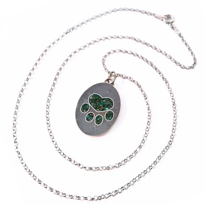 JSD-6093 Paw Print Inlay Necklace Turquoise