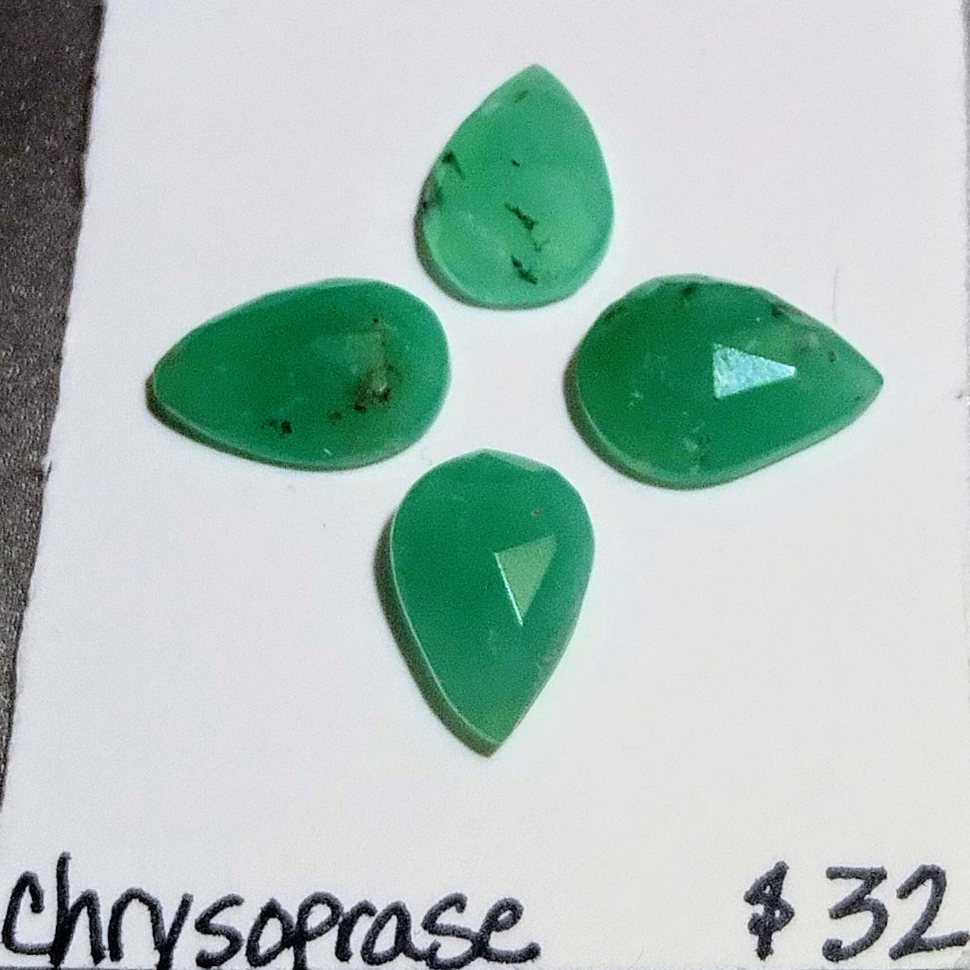 CRY-1001 Chrysoprase Rose Cut Quartet