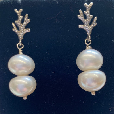 VC-080 SS Coral Pearl Earrings