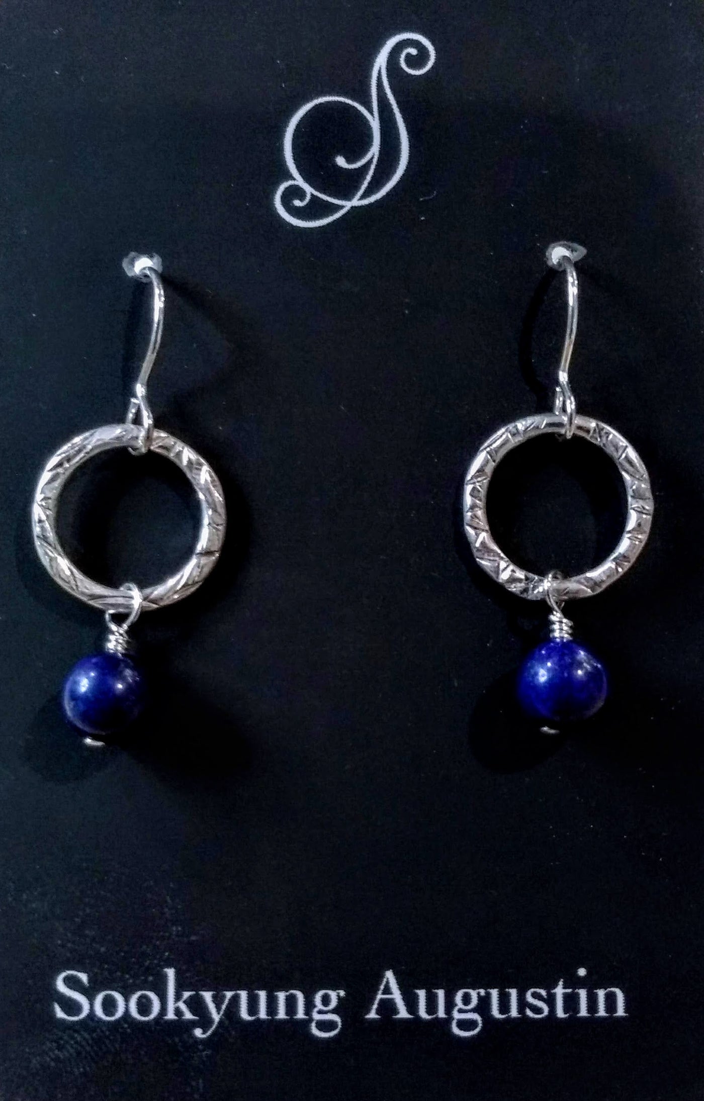 SA-039 Textured Ring w/Lapis Earrings