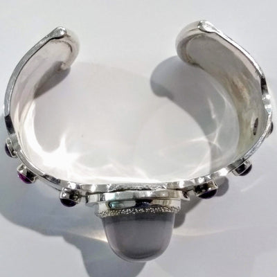 RSD-102 SS Cuff with Faint Star Rose Quartz/Amethyst
