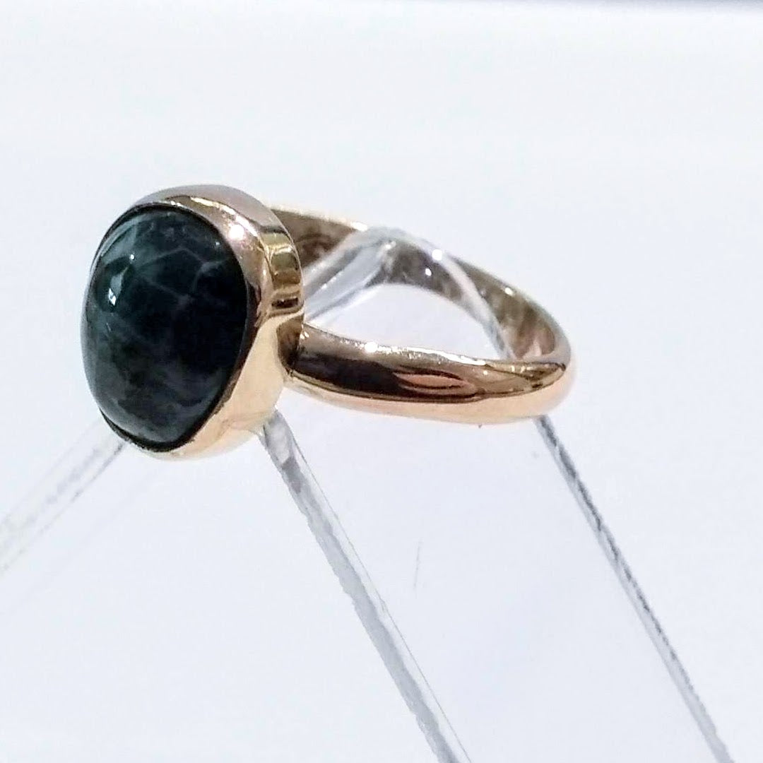 RSD-106 14K Gold Ring with Isle Royale Greenstone (Chlorastrolite)