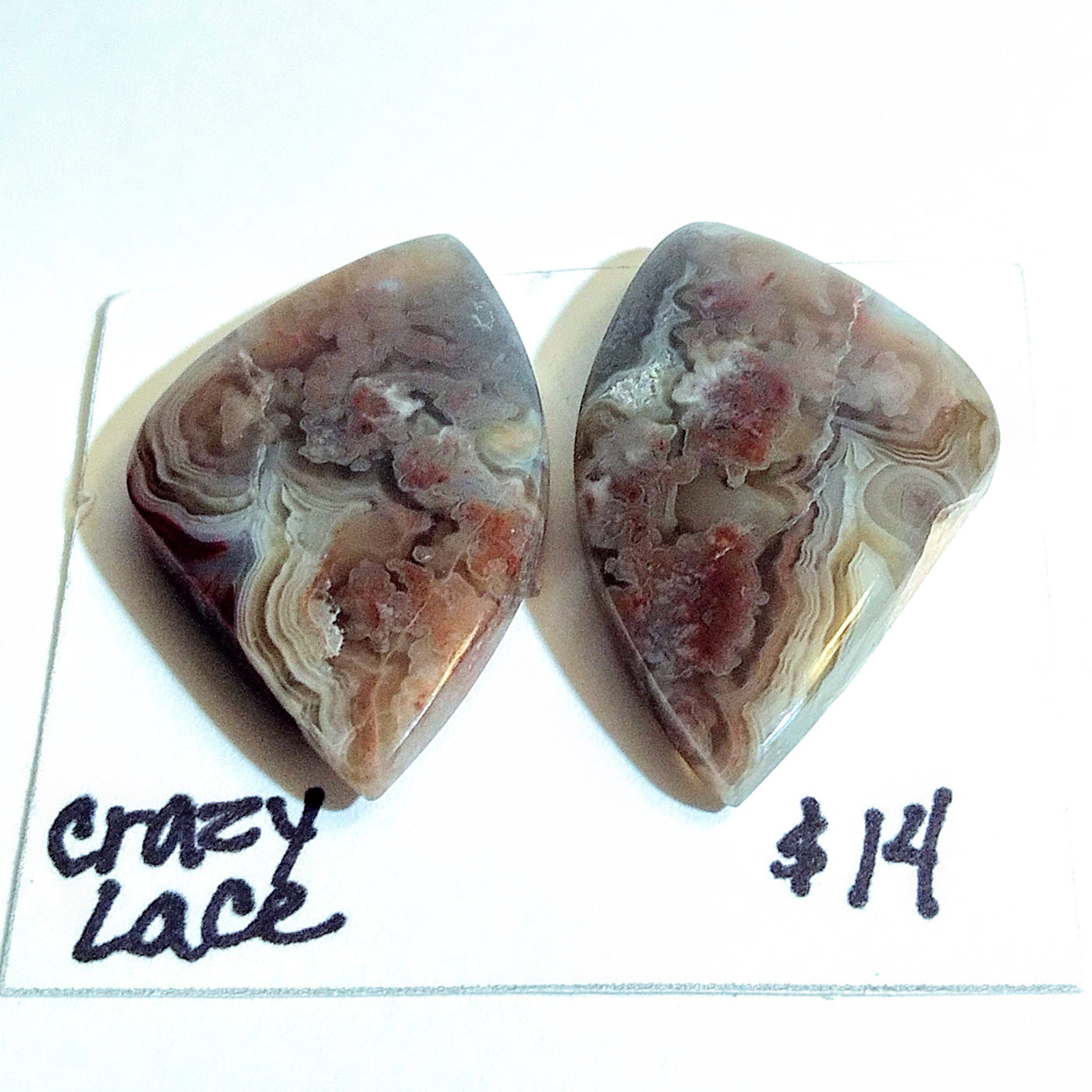 CLA-1000 Crazy Lace Agate Cab Pair