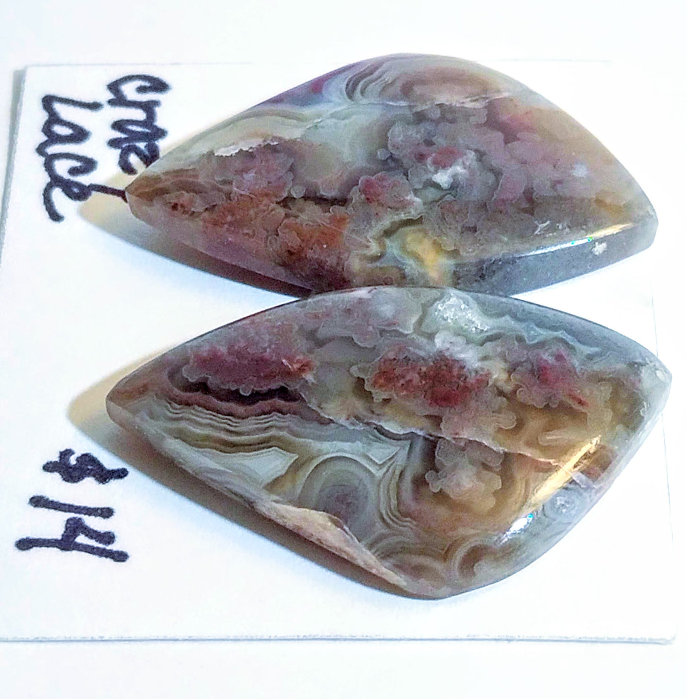 CLA-1000 Crazy Lace Agate Cab Pair