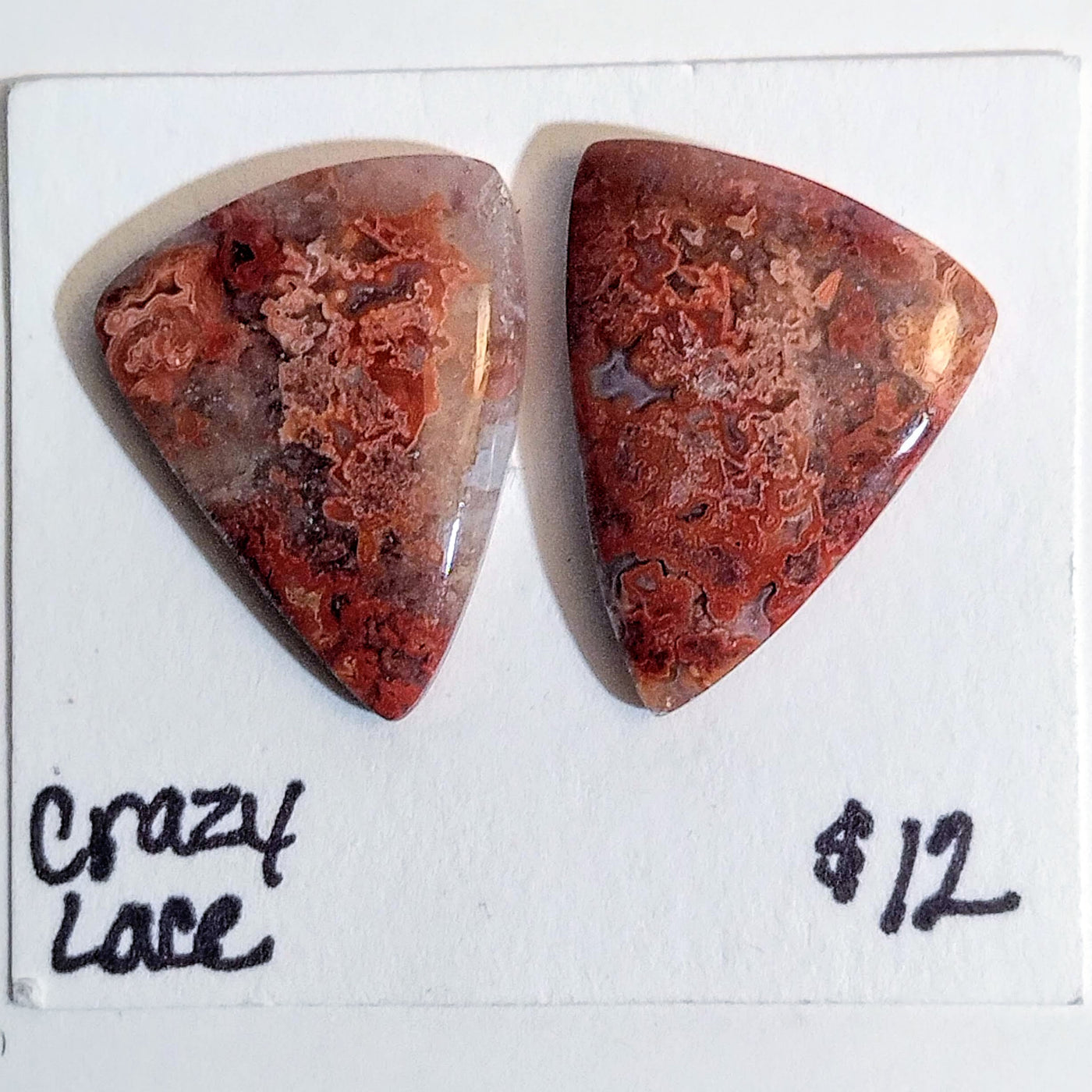 CLA-1001 Crazy Lace Agate Cab Pair