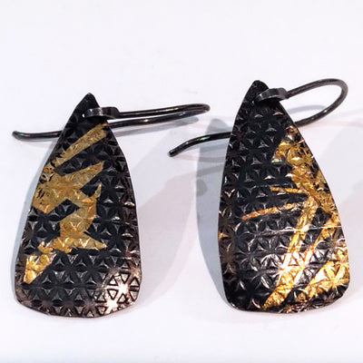 SM-298 Sterling & 24k Keum-Boo Triangular Earrings