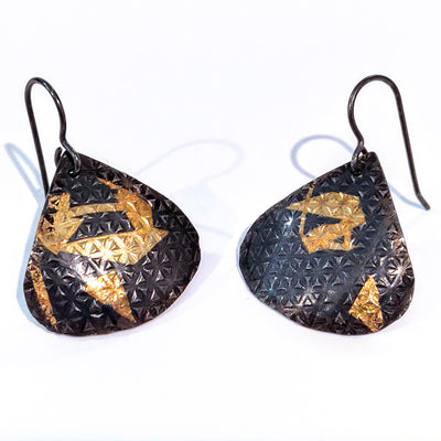 SM-297 Sterling & 24k Keum-Boo Tear Drop Earrings