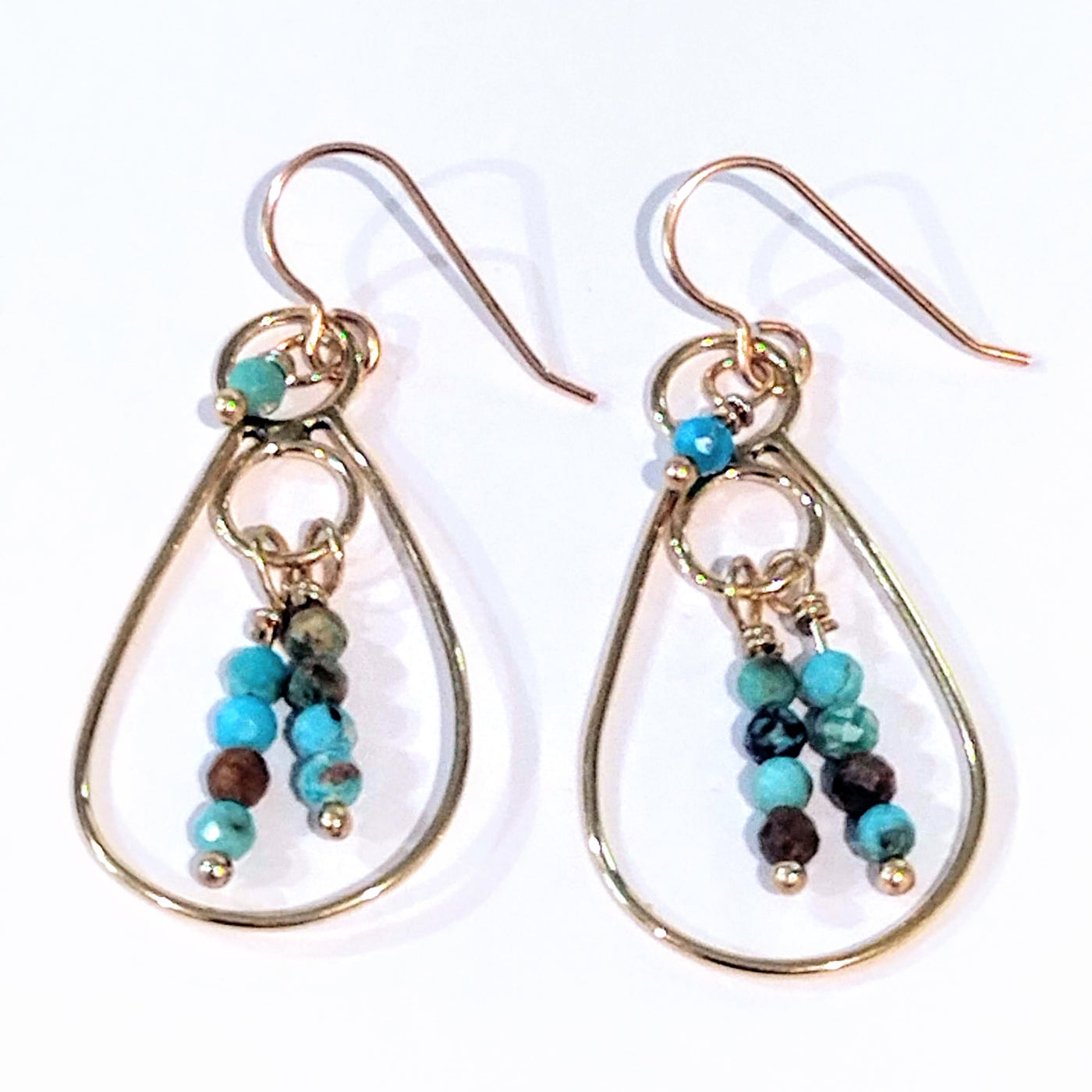 DS-320 Teardrop Earrings w/Turquoise-Brass