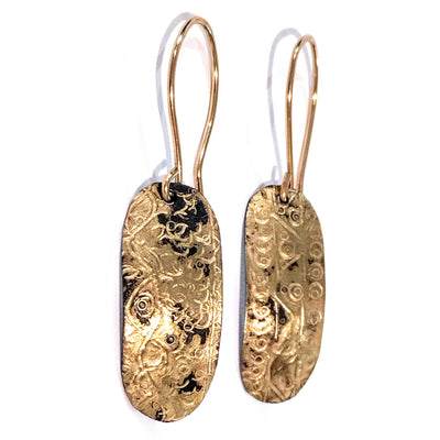 SPD-043 22K Gold and Steel Rectangle Earrings