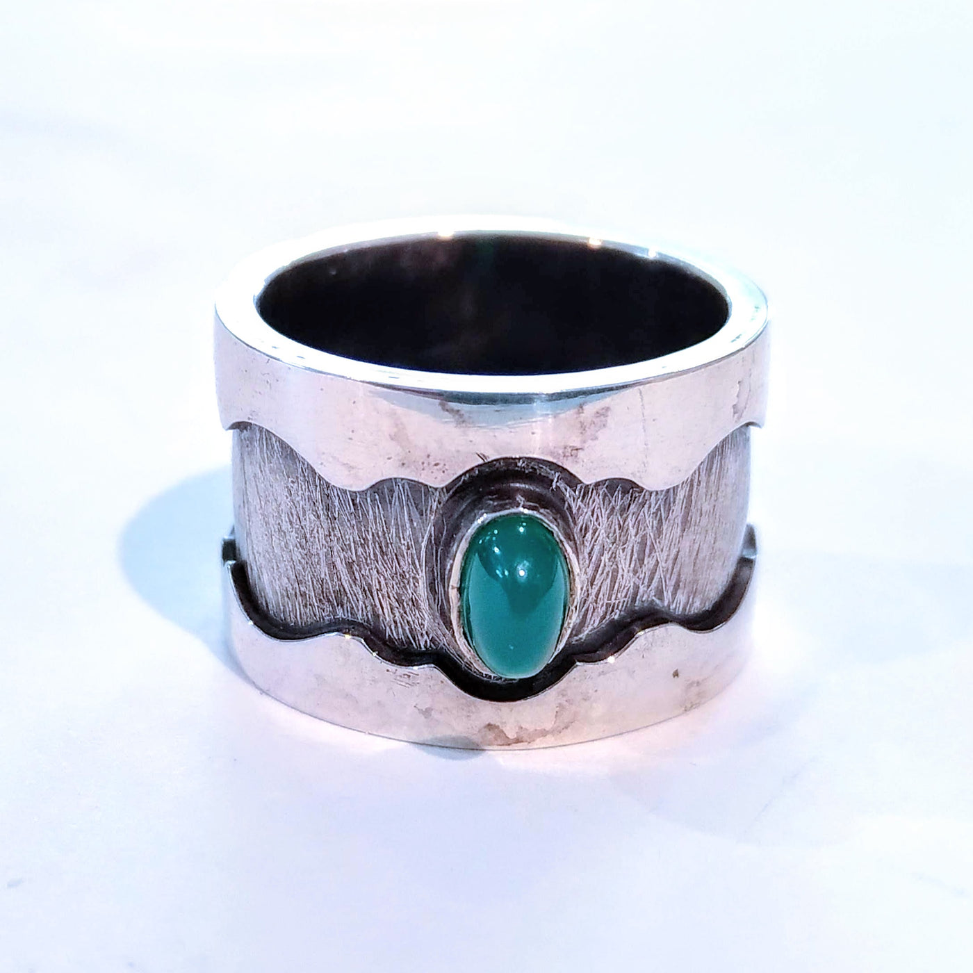 RSD-042 SS Wide Ring with Chalcedony