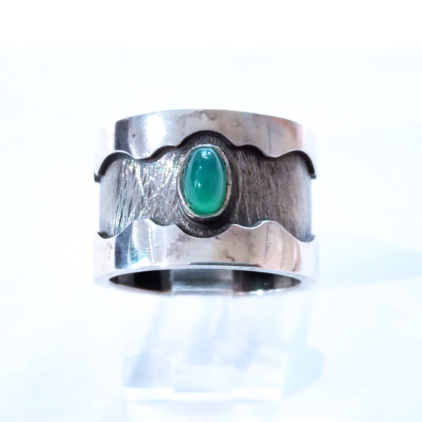 RSD-042 SS Wide Ring with Chalcedony