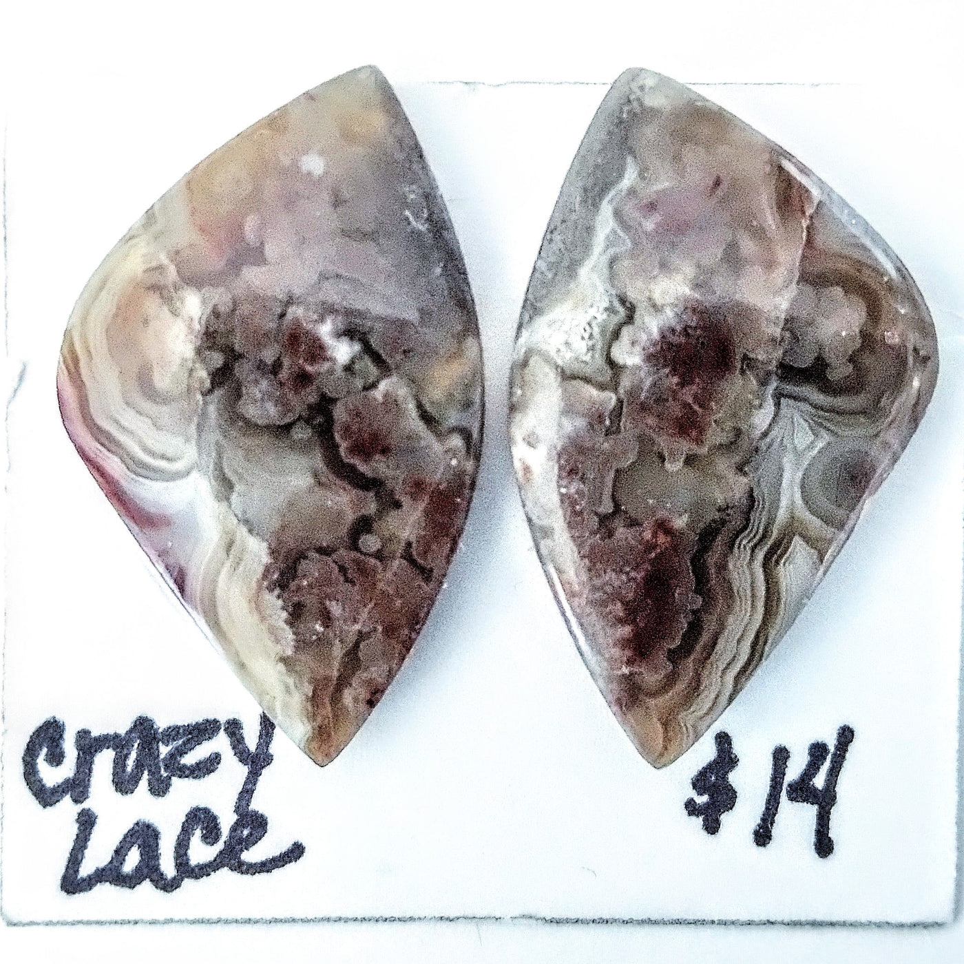 CLA-1000 Crazy Lace Agate Cab Pair