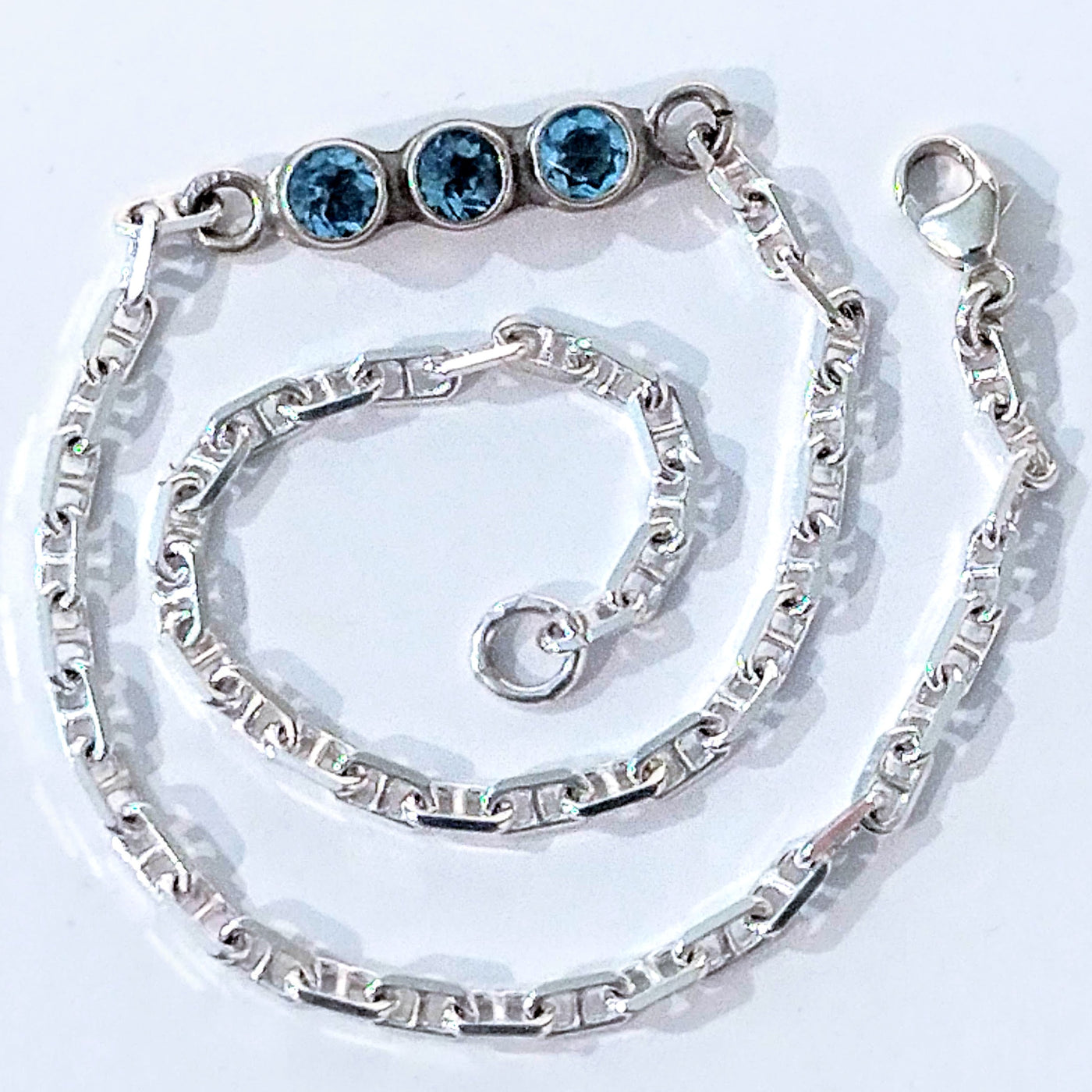 DJT-002- Anklet Sterling W/Blue Topaz