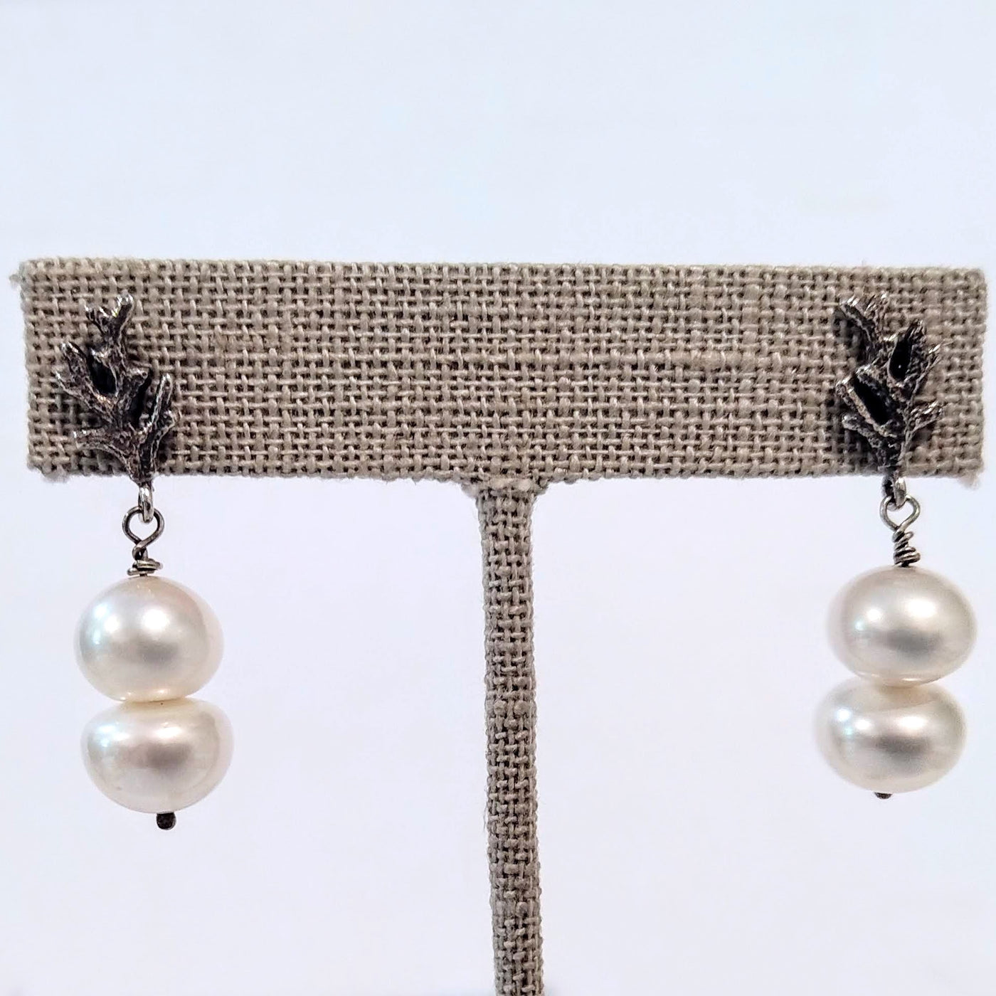 VC-080 SS Coral Pearl Earrings