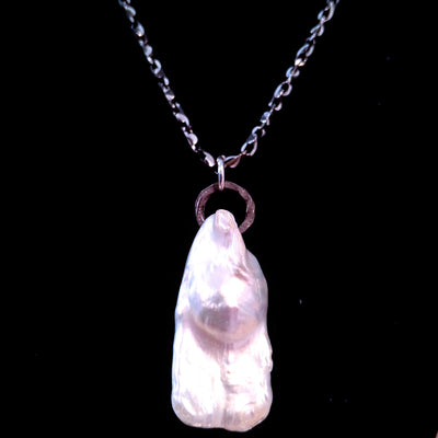 VC-072 Baroque Pearl with Blackened Sterling Silver Chain