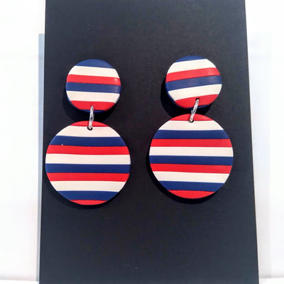 LA-008 Red White and Blue Double Drop Earrings