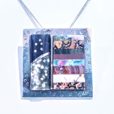 SPD-044 Multi-Stone Inlay Pendant SS