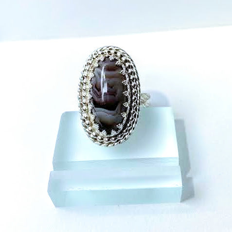 SA-080 Adjustable Botswana Agate Ring