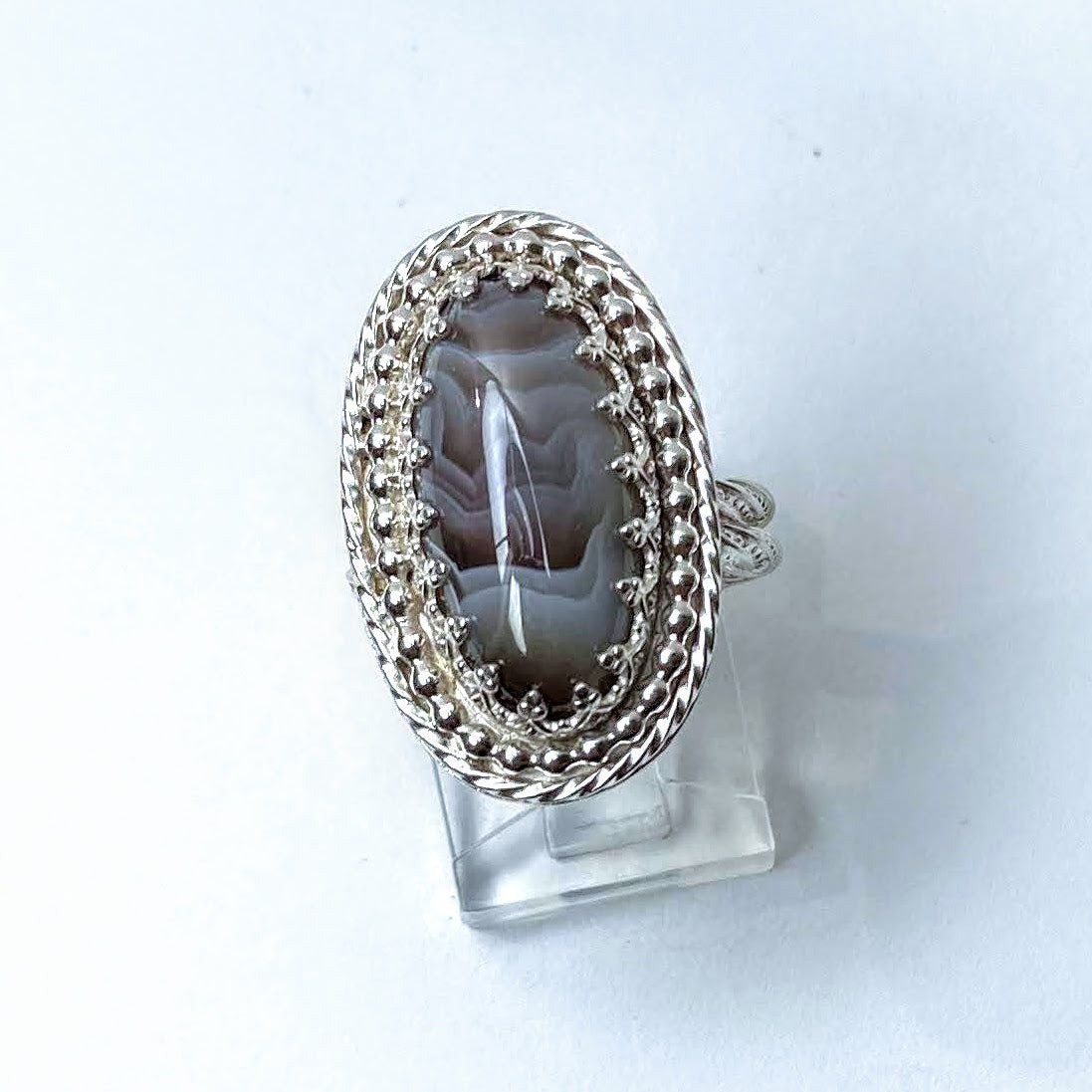 SA-080 Adjustable Botswana Agate Ring