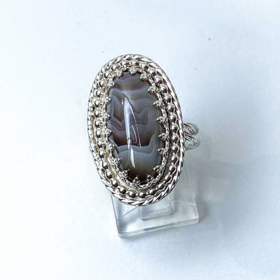 SA-080 Adjustable Botswana Agate Ring