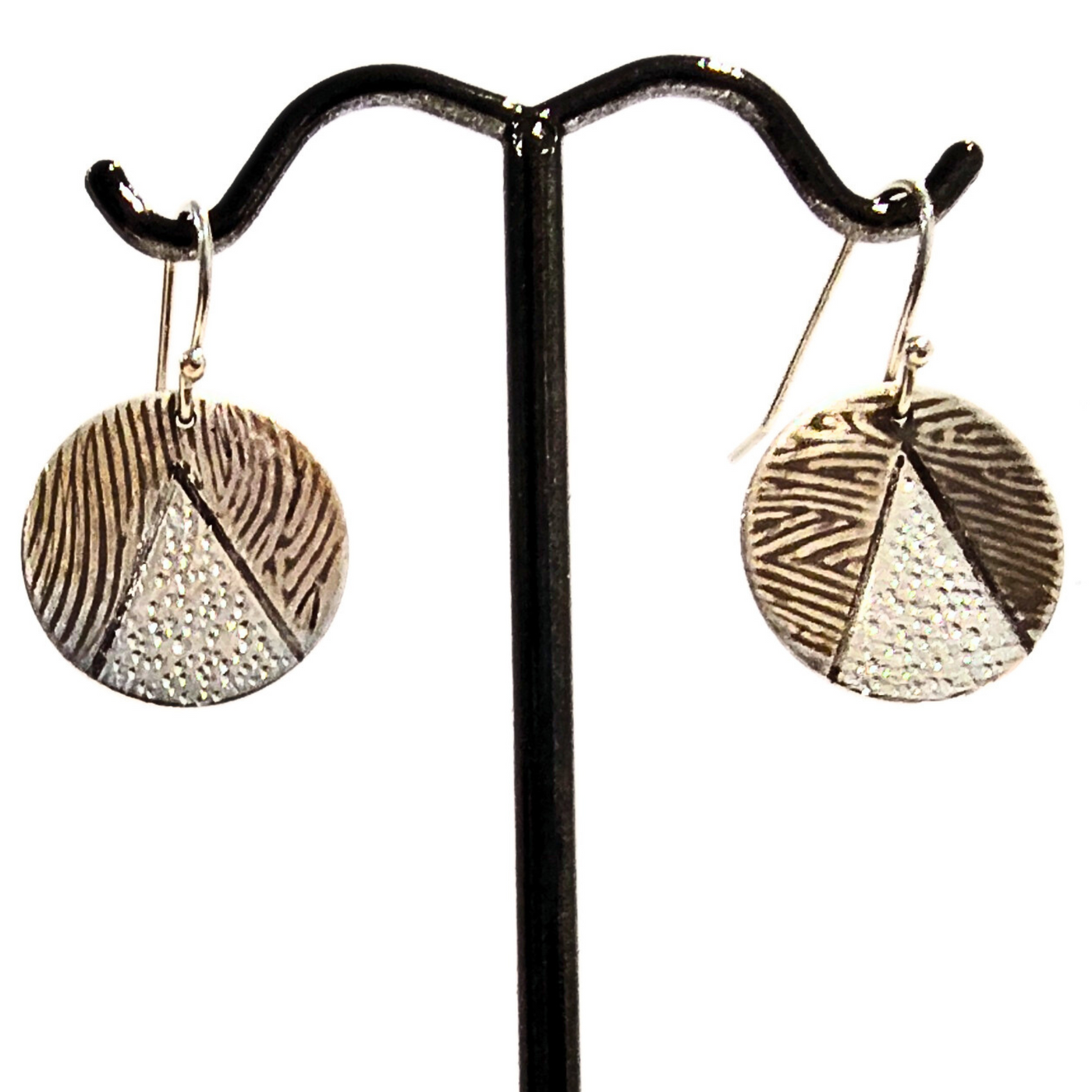 DJT-049 Fingerprint Pattern Earrings Sterling