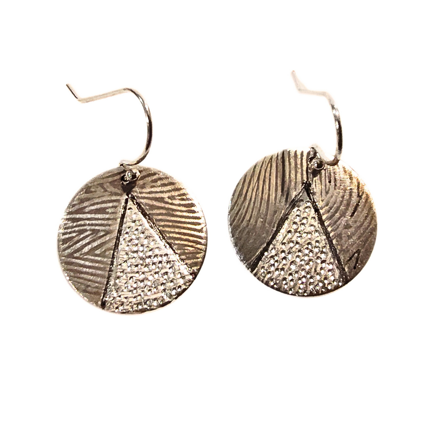 DJT-049 Fingerprint Pattern Earrings Sterling