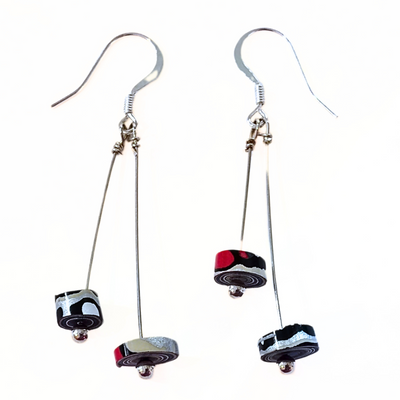 SM-388 Fordite Lentil Bead Earrings