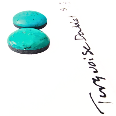 TUR-1001 Turquoise Doublet Cabochon Pair