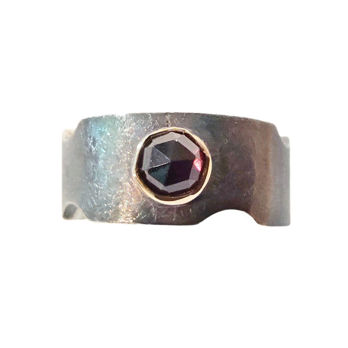 RSD-122 SS and Gold Rose Cut Garnet Ring