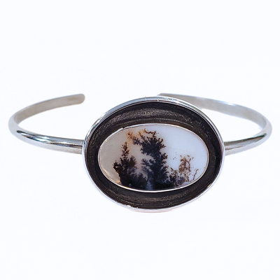 JES-008 Dendritic Agate Cuff Sterling