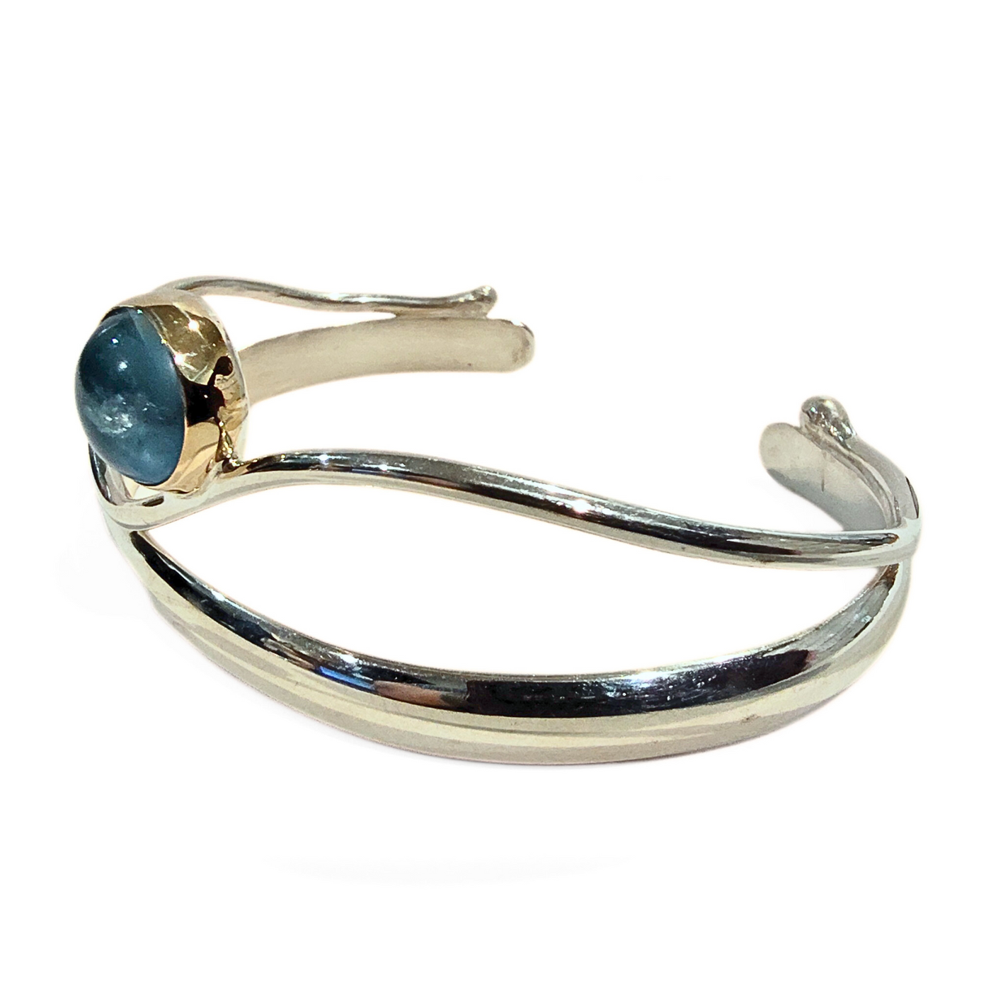 JSD-3029 Aquamarine Cuff Sterling w/ 22K