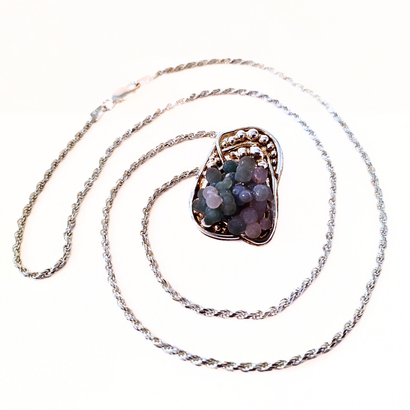 JGS-001 Grape Agate/SS Pendant