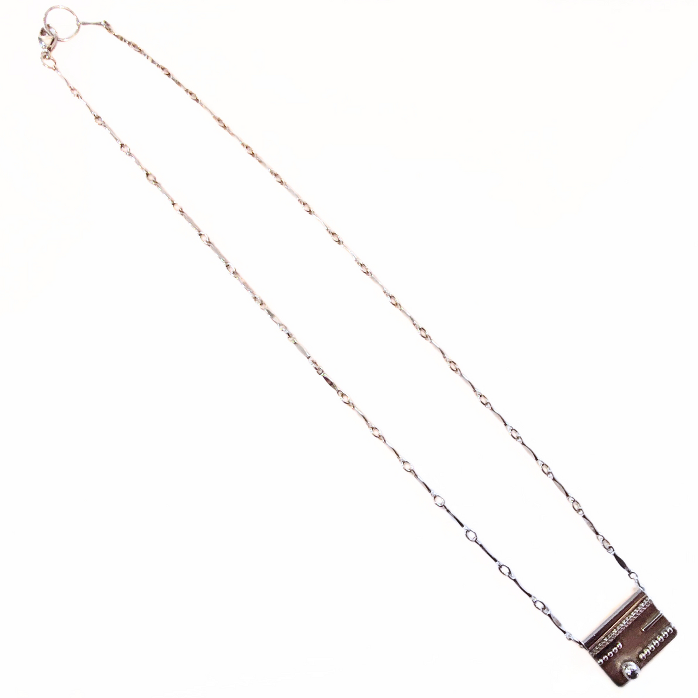 RB2-005 SS Rectangle Pendant with Dotted Lines