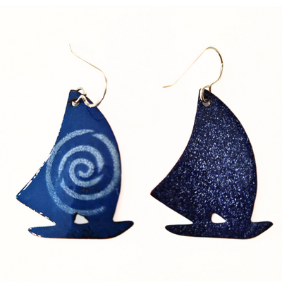 GEB-208 Sail Boat With Swirls earrings