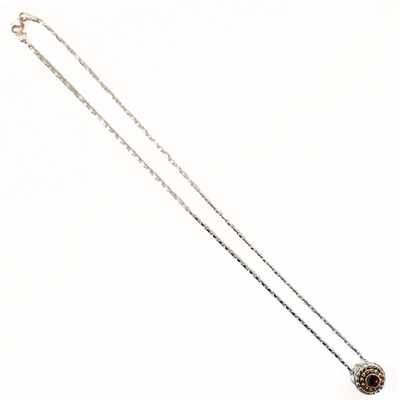 SM-444 Tala Pendant SS, GF and Garnet 16" Chain