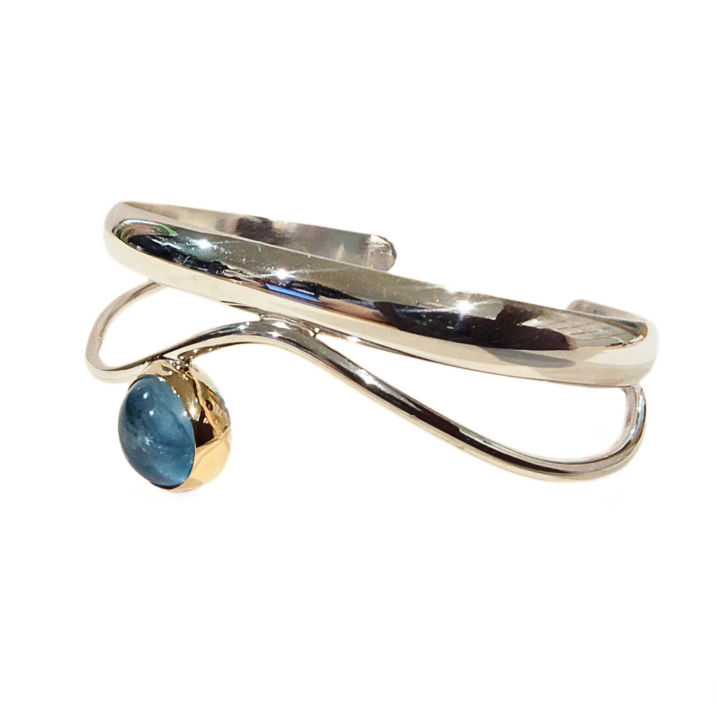 JSD-3029 Aquamarine Cuff Sterling w/ 22K