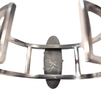JSD-3022 Gem Silica Chrysocolla SS Cuff Bracelet w/18k Prongs