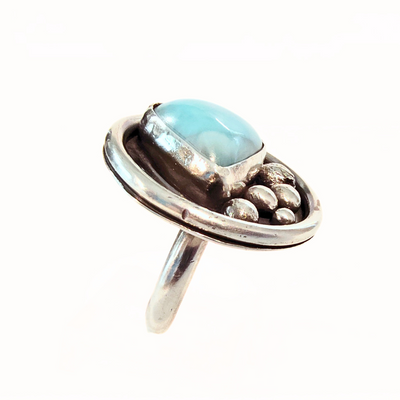 JEM-111 Larimar in Sterling Ring Size 7