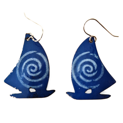 GEB-208 Sail Boat With Swirls earrings