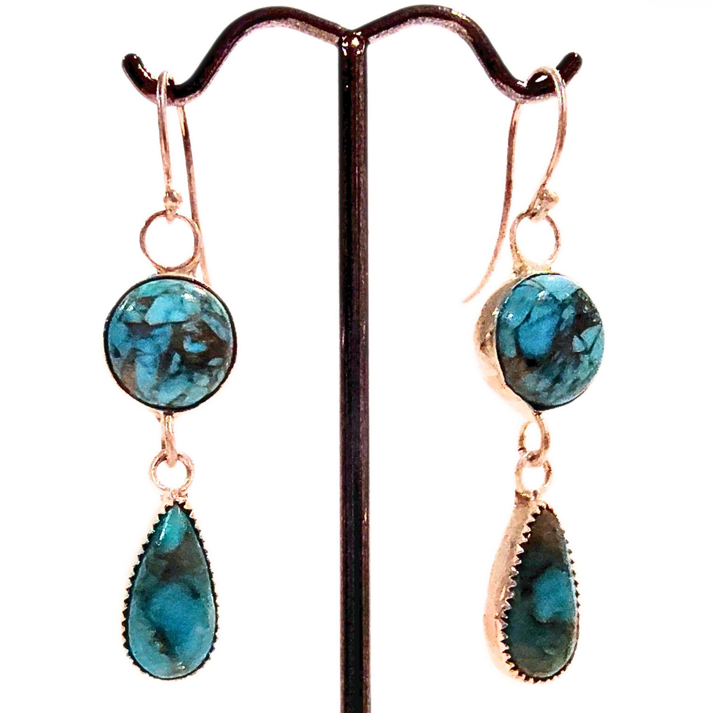 JJD-008 Turquoise Double Drop Earrings