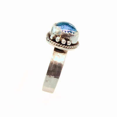 JEM-095 Dichroic Glass Sterling Ring Size 7.5
