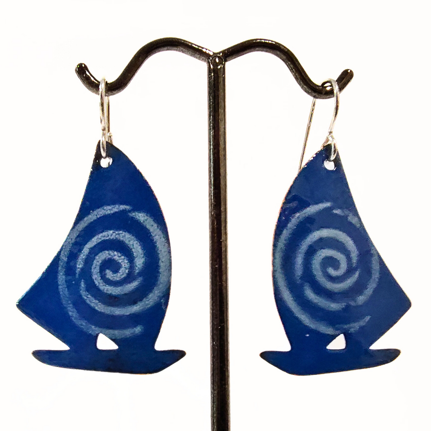 GEB-208 Sail Boat With Swirls earrings