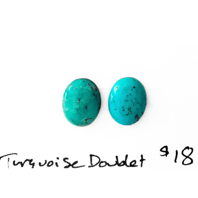 TUR-1001 Turquoise Doublet Cabochon Pair