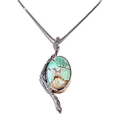 JSD-6140 Variscite Branch Necklace