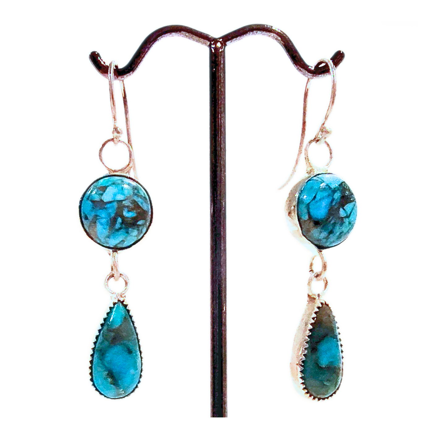 JJD-008 Turquoise Double Drop Earrings