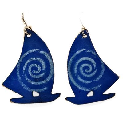 GEB-208 Sail Boat With Swirls earrings