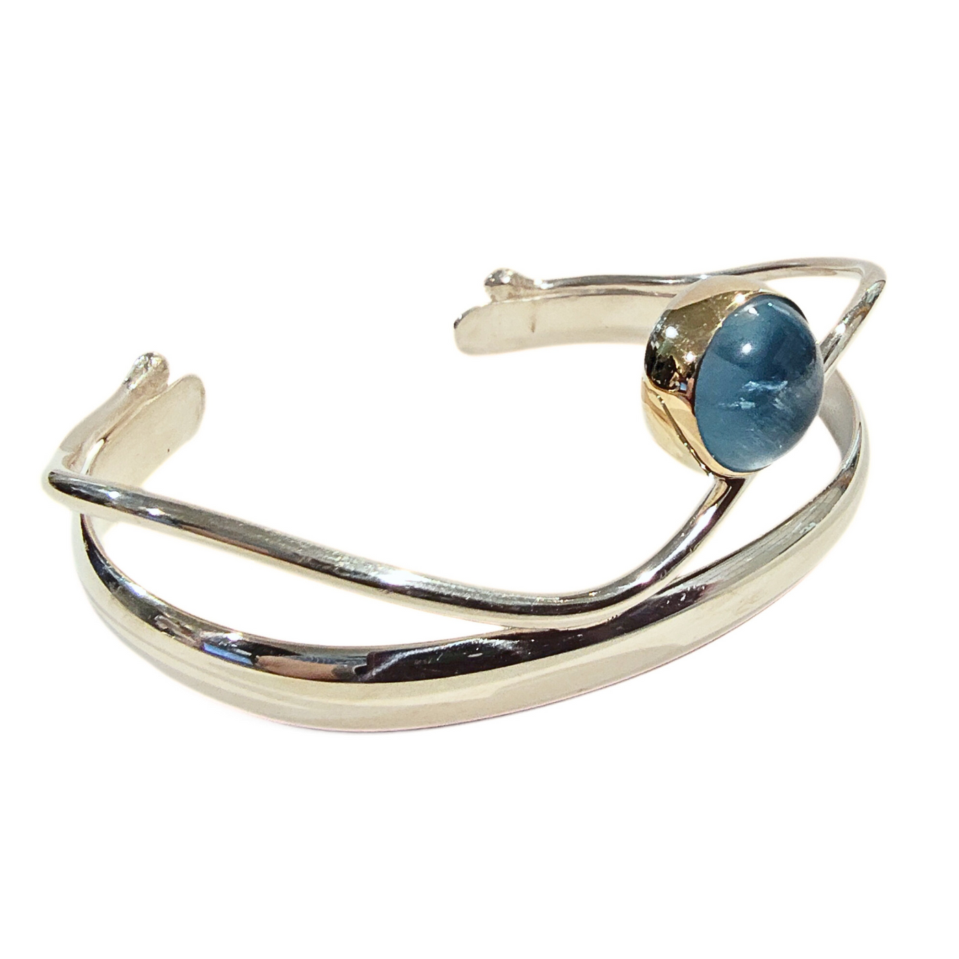 JSD-3029 Aquamarine Cuff Sterling w/ 22K