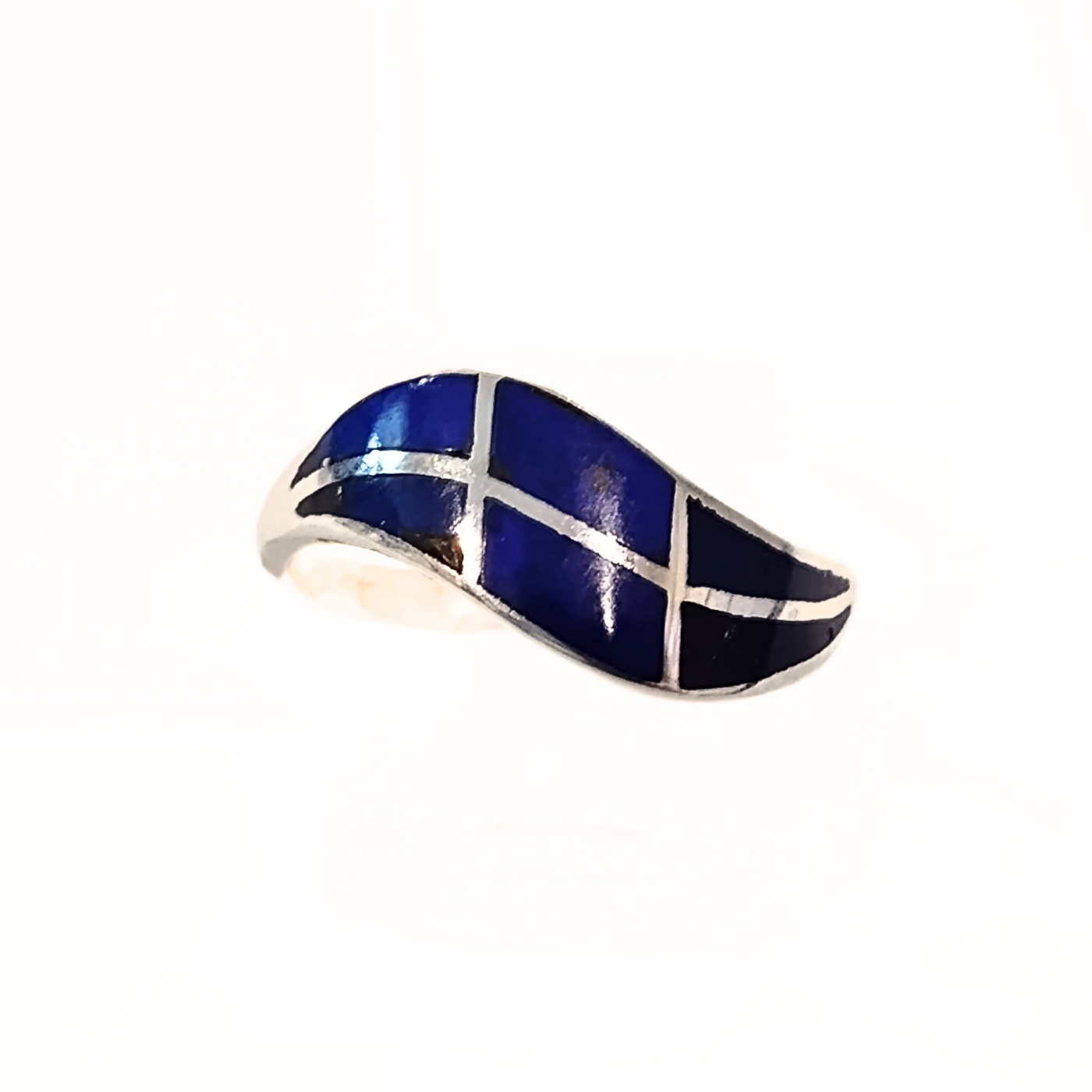 DSM-004 Inlay Lapis Sterling Ring Size 7