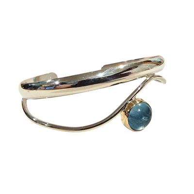 JSD-3029 Aquamarine Cuff Sterling w/ 22K
