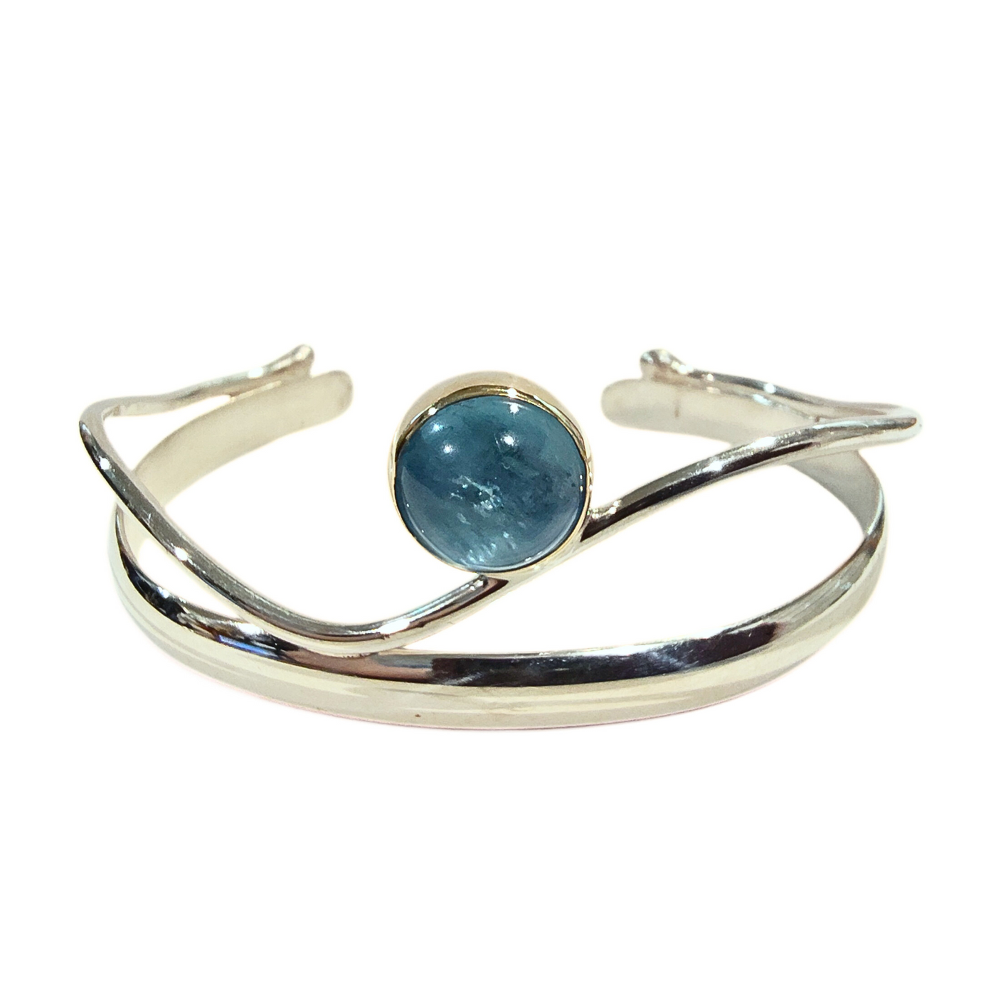 JSD-3029 Aquamarine Cuff Sterling w/ 22K